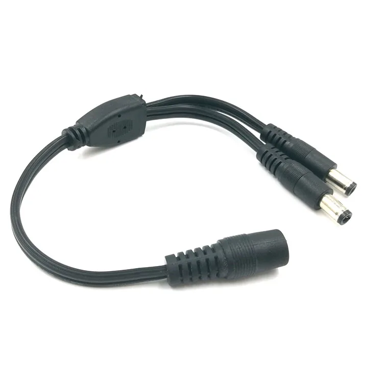 

1:2 1 Female to 2 Male Plug 5.5x2.1mm Port 12V DC Power Adapter Splitter Cable for Security CCTV Parking Camera Car Monitor
