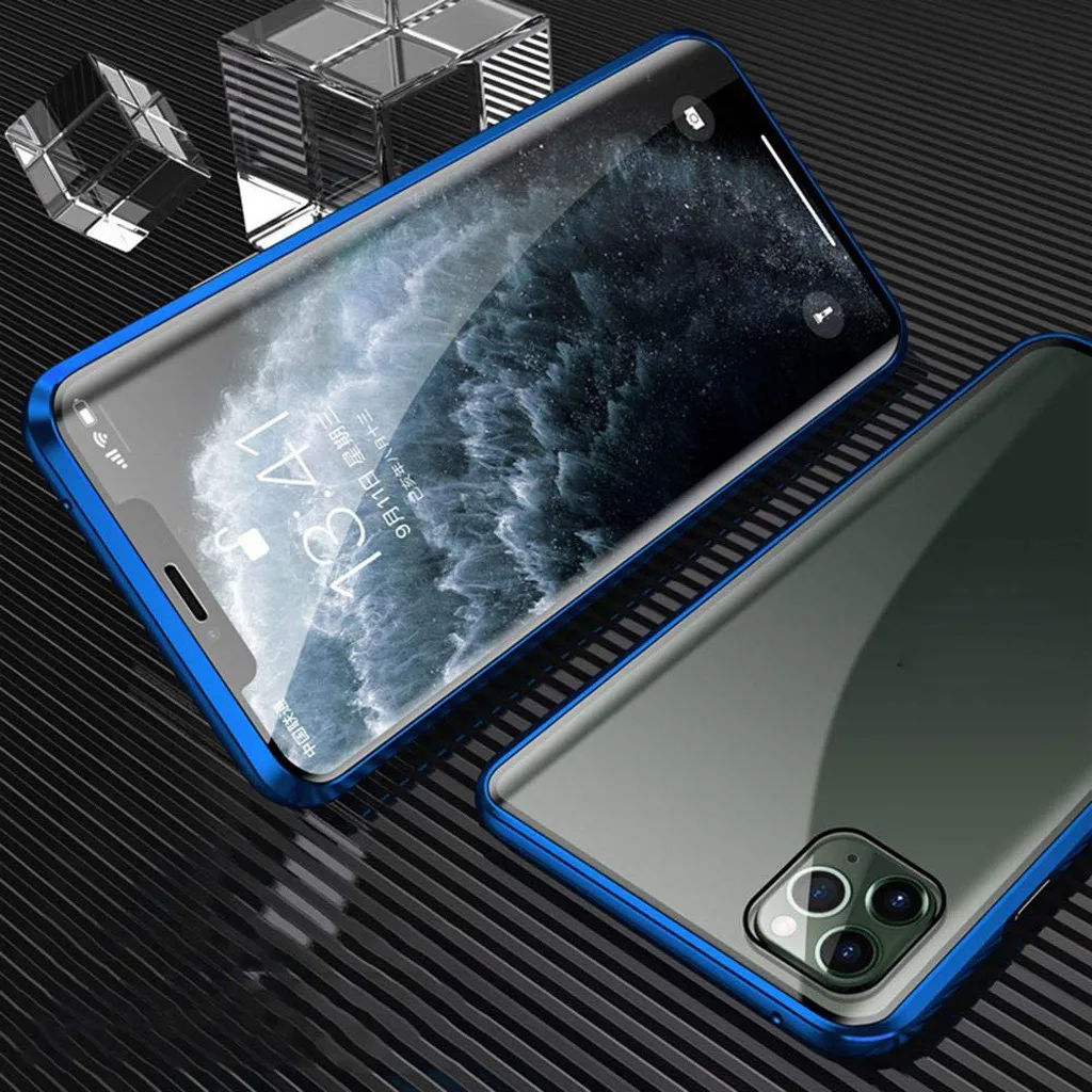 Глянцевый чехол для iPhone 11 11 Pro 11 Pro max 6,1 5,8 6,5 дюйма с магнитной адсорбцией, металлический бампер, стеклянный чехол