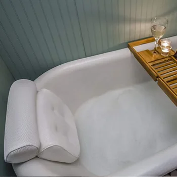 

Bath Pillows Anti-Mold Mesh Cloth 3D Bathtub Pillow Bathroom Bath Headrest with Suction Cup Quick-Drying Machine Washable