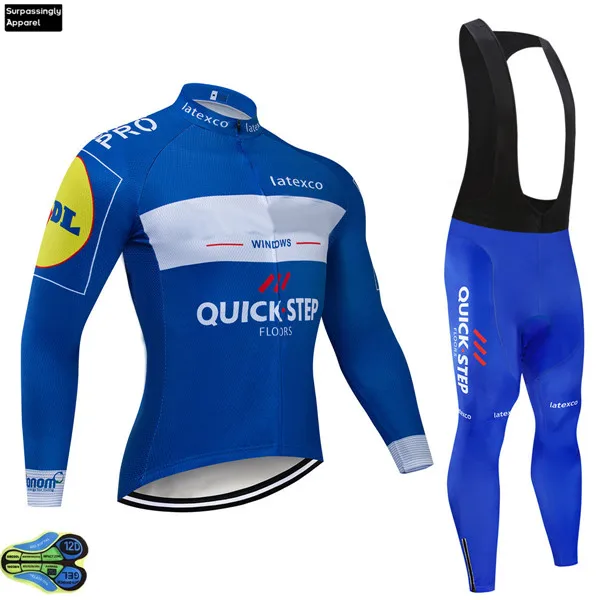 Новинка, черная одежда для велоспорта QUICK STEP, Мужская одежда для велоспорта, осенняя одежда для командного велоспорта, 9D гелевые велосипедные штаны, набор - Цвет: Picture Color