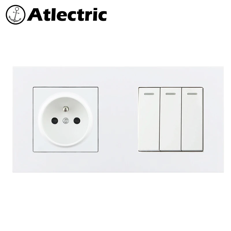 Atlectric FR Стандартный разъем 1 2 3 4 банды вкл/выкл кнопка выключателя света розетка переключатель двойной мощности электрической розетки кнопки кнопка включения