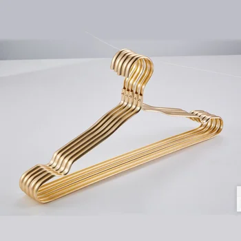 

5pcs Golden Clothes Hangers 42CM Strong Metal Wire Coat Hanger Standard Suit Hangers Housewife essential
