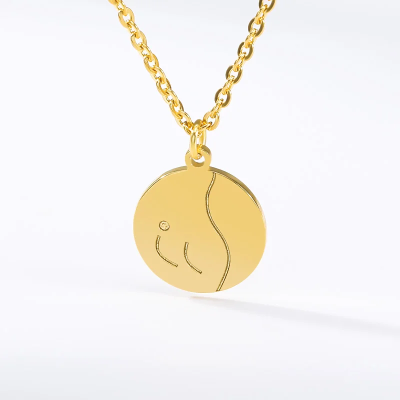 Rvs Ketting Ronde Cirkel вешалка Eenvoudige Kleine Metallic Gouden Zilveren Choker Voor Vrouwen|Ожерелья с подвеской| |