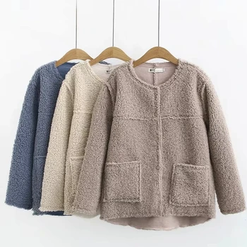 

Women New Plus Size 4XL Autumn Winter Teddy Jacket Coat Faux Fur Coat Casual Loose Pockets Irregular Length Teddy Bear Overcoat