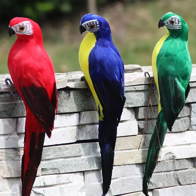 

1 PC Multi-Color Artificial Feather Parrot Resin Statue Simulation Bird Home Garden Decoration Toy