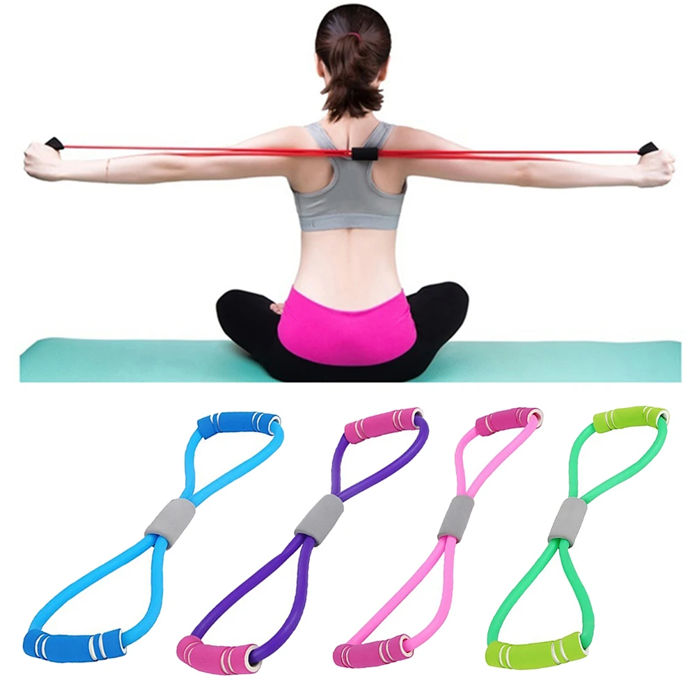 

Hot Yoga Gum Fitness Resistance 8 Word Chest Expander Rope Workout Muscle Trainning Rubber Elastic Bands For Sports Exercise