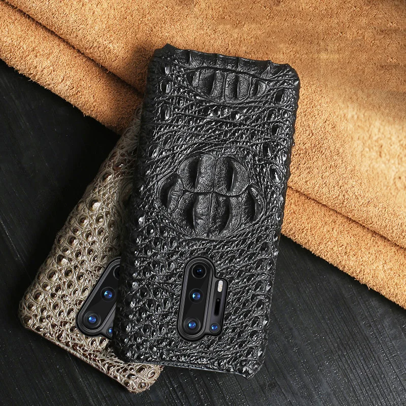 Genuine Cowhide Leather Phone Case For Oneplus 12 11 10 Pro 11R 12R Ace 2 2V 2Pro 3 3V Nord 3 One plus 3D Crocodile Cover