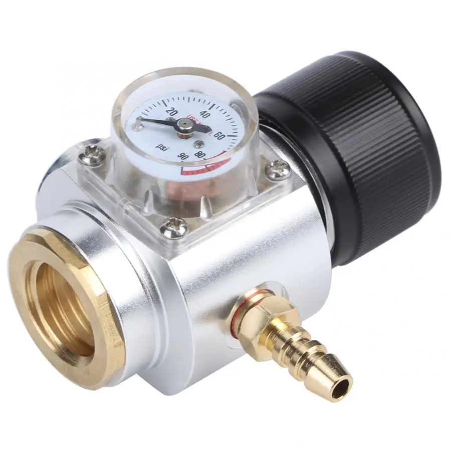 Металл питьевой соломы CO2 мини газовый регулятор 0-90PSI Давление датчик с 5/16in ленты для газопроводов из фторопласта(монтажный комплект многоразовые трубочки