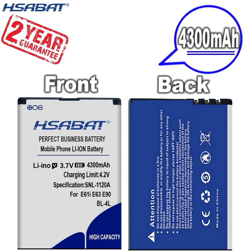 Новое поступление [HSABAT] 4200 мА/ч BP-4L Замена Батарея для Nokia E61i E63 E90 E95 E72 E52 E71 6650F N810 N97 |