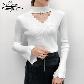 

New Fashion 2019 Autumn&Winter Knitted Casual Women Sweater O-neck Women Clothing Long Sleeve Flare Sleeve Women Tops 5281 50
