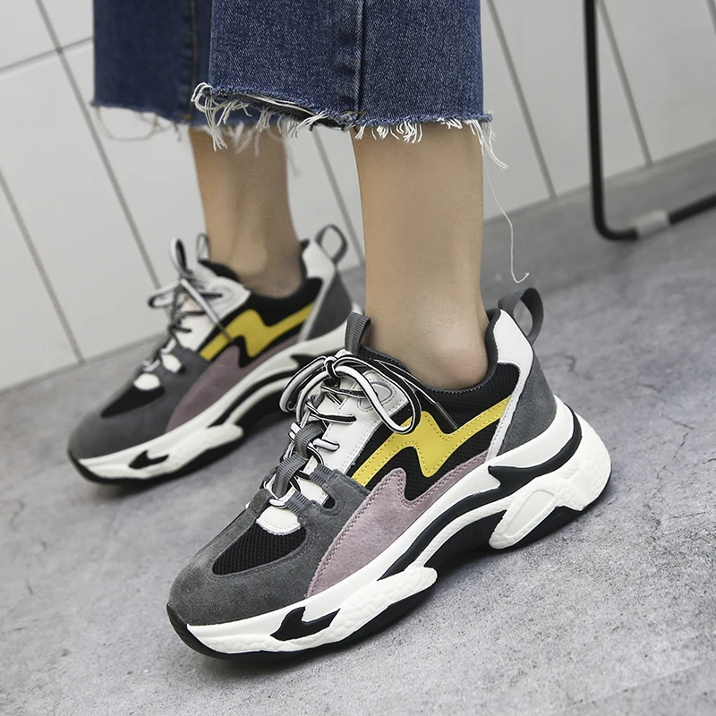 fashion women platform Daddy shoes trend designer ladies vulcanzied luxury sneakers high increasing moccasins vulcanize girls (4)