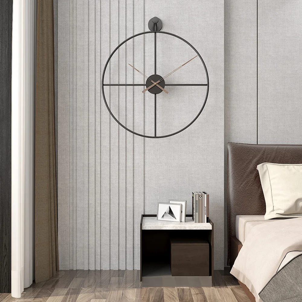 Billig Mode 20 Zoll 50cm Retro Europäischen Stil Wanduhr Haushalt Schlafzimmer Eisen Kunst Uhr Wand Dekor Schwarz Rahmen Nussbaum pointer