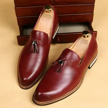 

38-47 Men's Formal Wedding Shoes England Leather Loafers Business Dress Pointed Men casual shoes A57-79