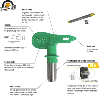 

PHENDO HEA ProTip Low Pressure Airless Spray Tip108 110 112 114 116 Airless Nozzle Sprayer Tip for Wagner Titan Airless Sprayers