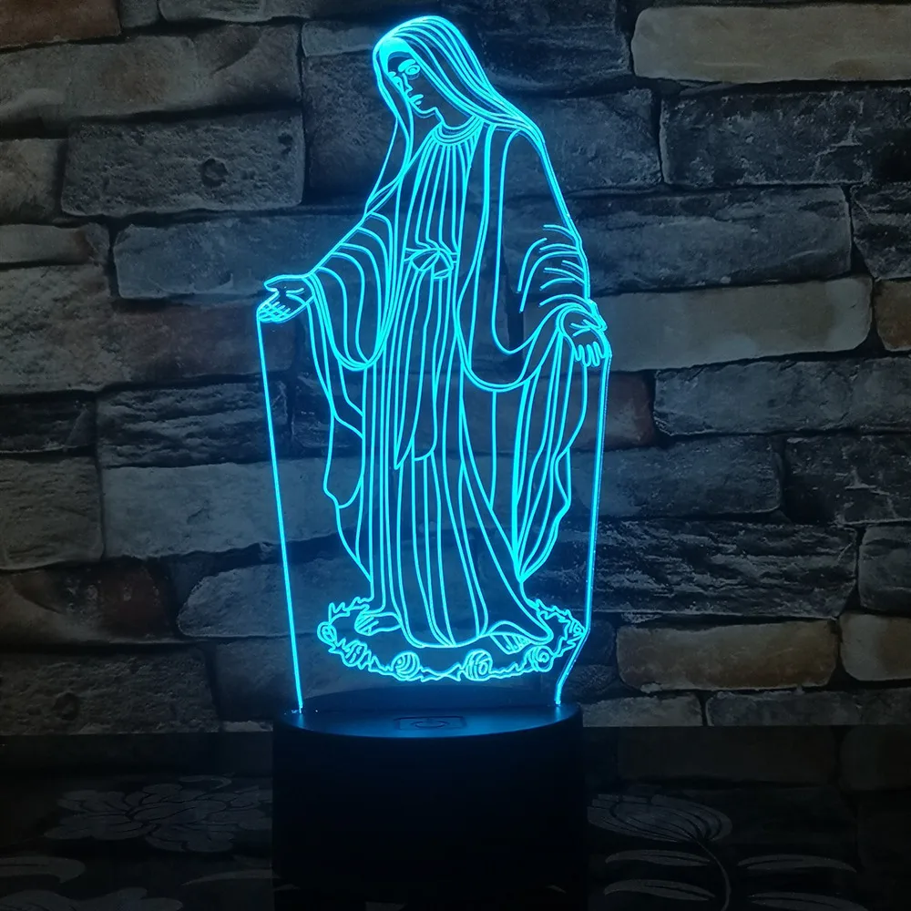  3d Led light Blessed Virgin Mary 7 Color 3d Led Night Lamps For Kids Touch Led Usb Table Lampe Baby - 4000198489565