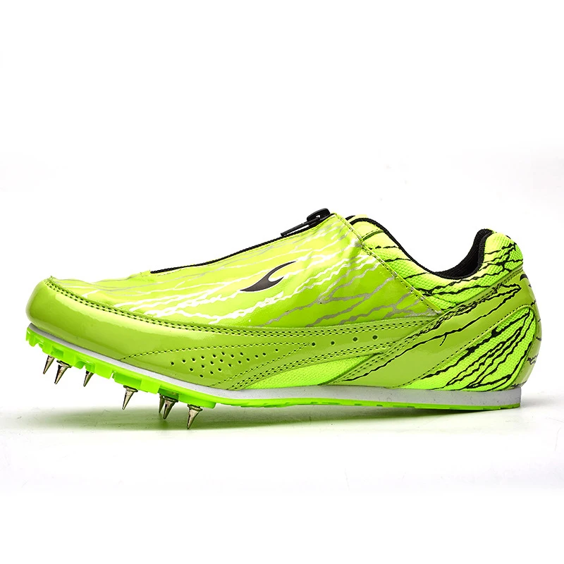 Plus Size 35-45 Track Spikes Shoes for Men Women Athletics Spike Shoes Running Sneakers Unisex Field Sneakers - Color: Green