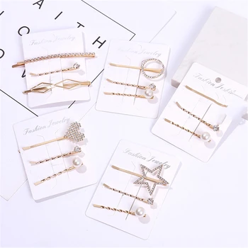 

3pcs/set Crystal Pearl Metal Hair Clip Bobby Pin Barrette Hairpin Hair Accessories Beauty Styling Tools Hairpins Women NEW