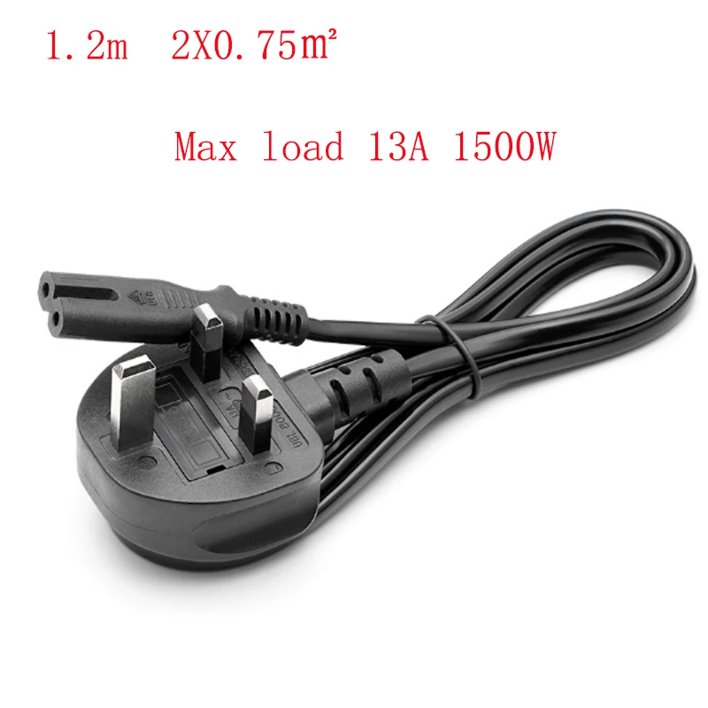 

1.2m 2X 0.75mm2 C7 To UK Plug AC Power Cable Lead Cord Figure 8 Power Cord for Digital camera Laptop speaker Max load 13A 1500W