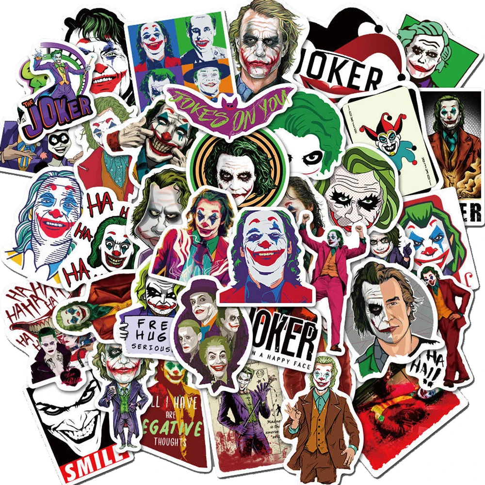 

50PCS Clown Joker Cartoon Stickers DIY Skateboard Guitar Luggage Fridge Motorcycle Bike Graffiti Waterproof Joke Toy Sticker