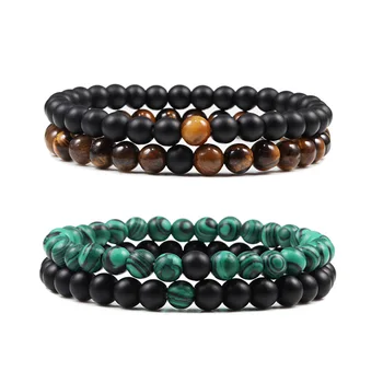 

2pcs/set 8 Style Couples Distance Bracelet Classic Natural Stone Matte Beaded Bracelets for Men Women Best Friend Strand Jewelry