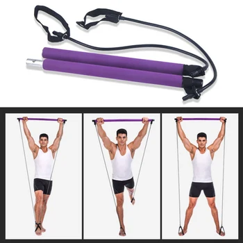 

Portable Elastic 2 Foot Loops Lightweight Trainer Pilates Bar Gym Stick Total Body Workout Yoga Fitness Stretch Stick