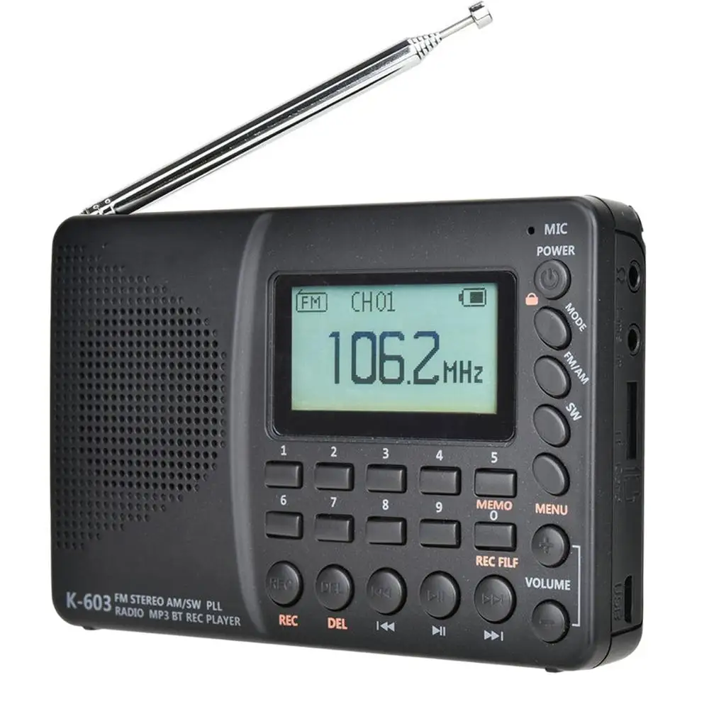 Радиоприемник JINSERTA FM/AM/SW портативное карманное радио с Bluetooth MP3 воспроизведение