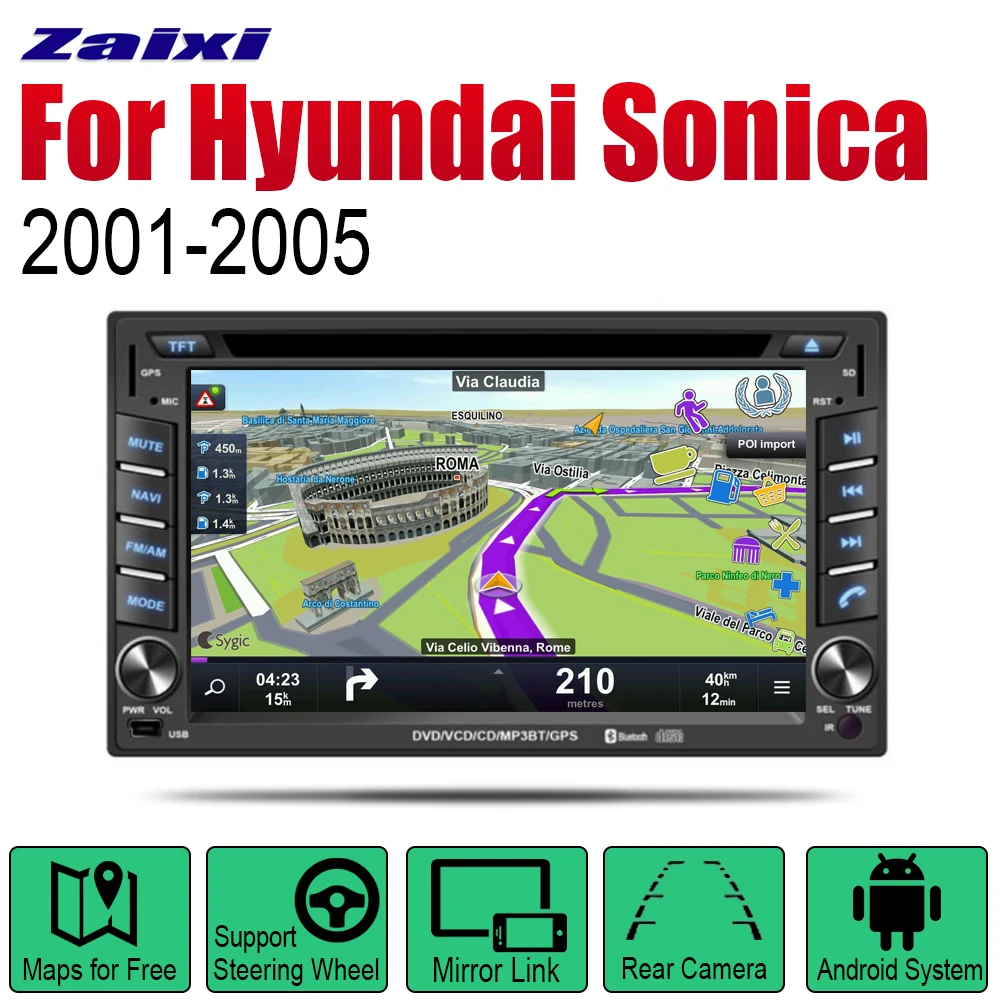 ZaiXi Авто Радио 2 Din Автомобильный dvd-плеер на основе Android для hyundai Sonica 2001~ 2005 gps Навигация BT Wifi карта мультимедийная система стерео