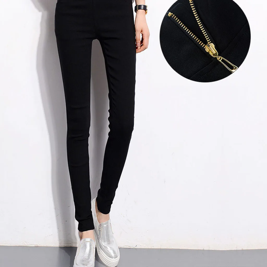 JAYCOSIN леггинсы Для женщин Высокая талия на молнии mujer Осень Slim Fit Повседневное эластичный Фитнес леггинсы, трико, брюки 19SEP27