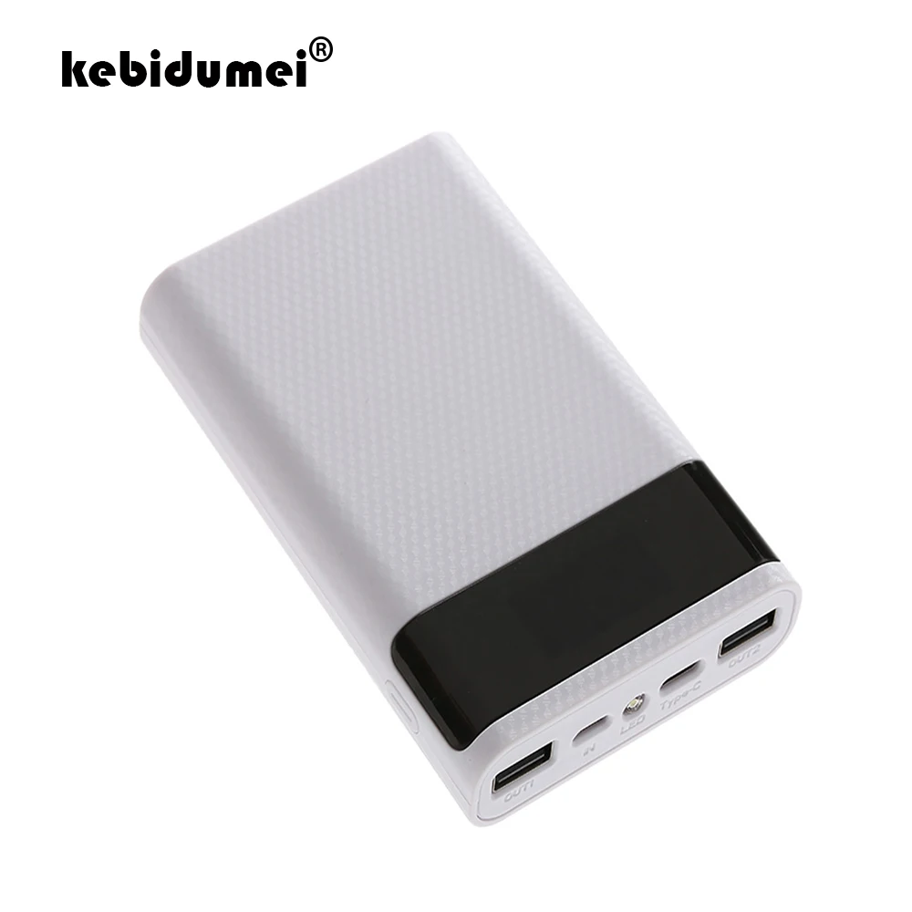 듀얼 USB C 타입 DIY 파워 뱅크 케이스, 배터리 충전 보관함, LED 디스플레이, 안드로이드 마이크로 USB 인터페이스, 4x18650, 5V 2A
