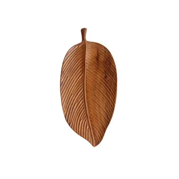 

Leaf Pattern Black Walnut Plate Snack Pan Creative Log Saucer Tea Tray Wood Quality Tableware Irregular Shapes Kitchen Tools