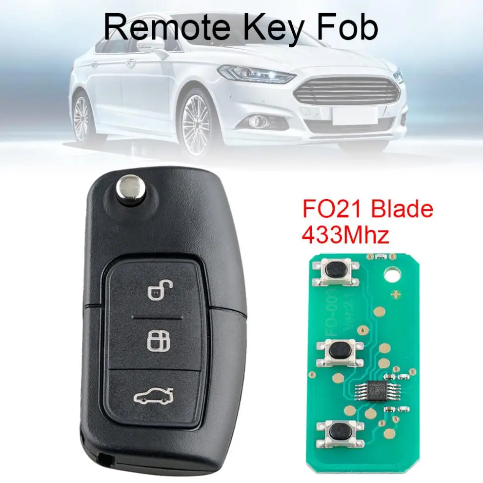 

433Mhz 3 Buttons Remote Car key with FO21 Blade Fit for Ford Monde New