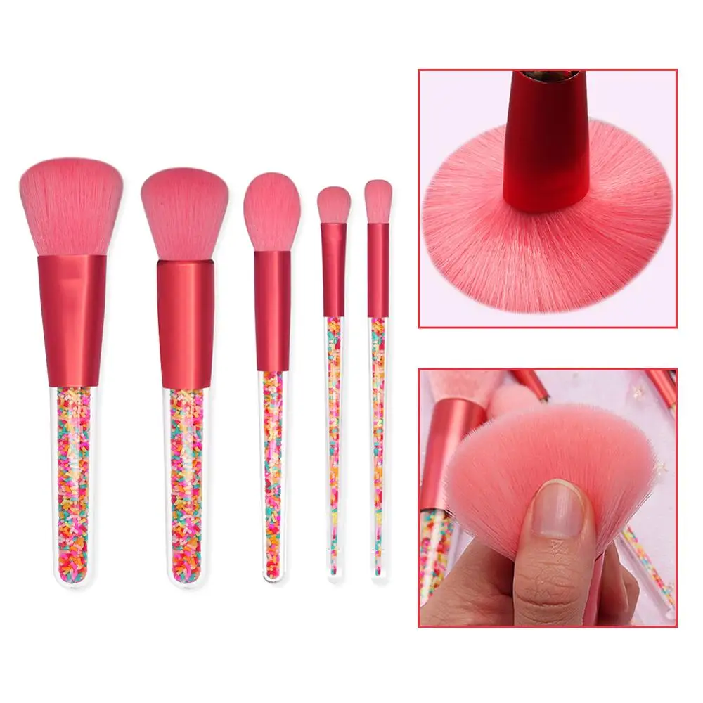 

5pcs Makeup Brushes Tool Set Eyes Shadow Foundation Makeup Blushes with Transparent Crystal Handle Eyebrow Perfect Gift