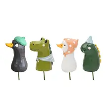 4 шт., искусственные Мультяшные животные, растения, украшения для палочек, миниатюрный выбор растений, настольные украшения для ландшафтного сада