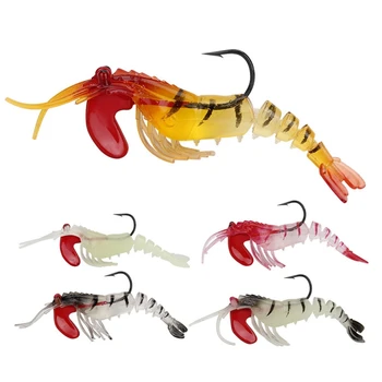 

5pcs/set Artificial Bait False Multi Joint Shrimp Shape Night Luminous Lifelike Sink Soft Lure With Barbed Fishhook