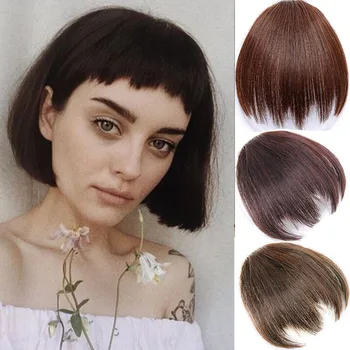 

MANWEI Hairpiece Synthetic Fake Clip In Synthetic Fiber Fake Fringe Fiberb angs Hair Extensions For white Women