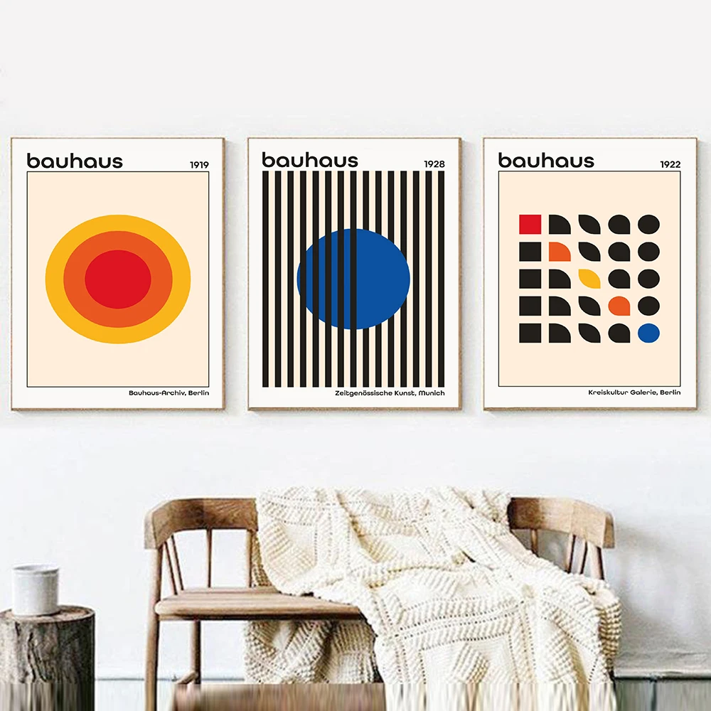 

Bauhaus Exhibition Unique Geometric Posters Minimalist Art Canvas Prints Abstract Paintings Living Room Murals Home Decoration