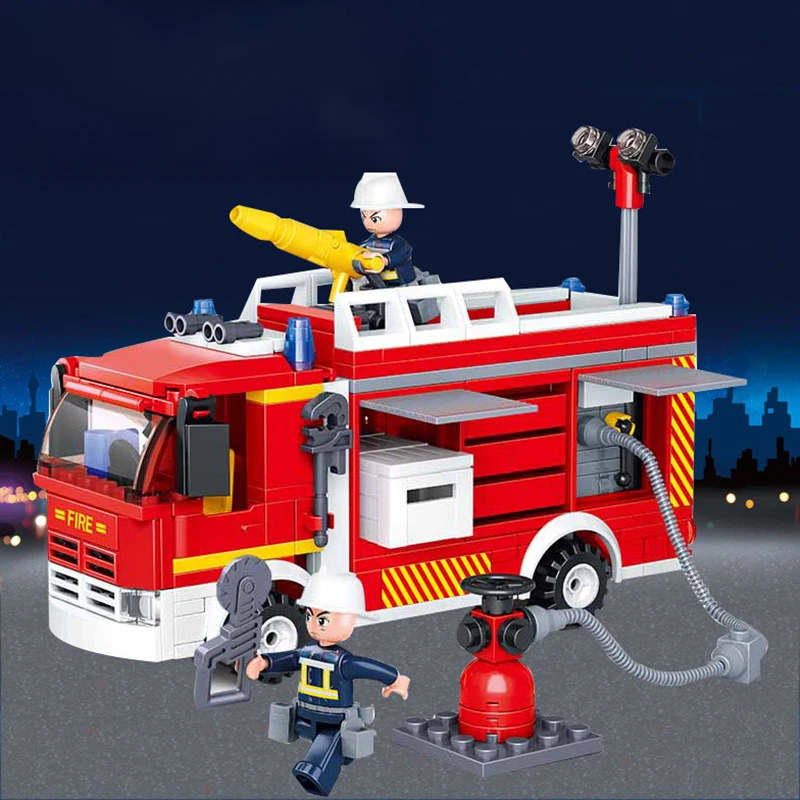 SLUBAN 2021 città camion antincendio veicolo per auto polizia vigili del fuoco figure Hero Building Blocks mattoni assemblare giocattoli per bambini regalo