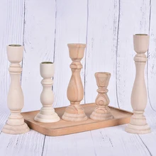 1Pcs Candle Holders Retro Unpainted Wood Classic Craft Candle Holders Wedding Party Home Decorations