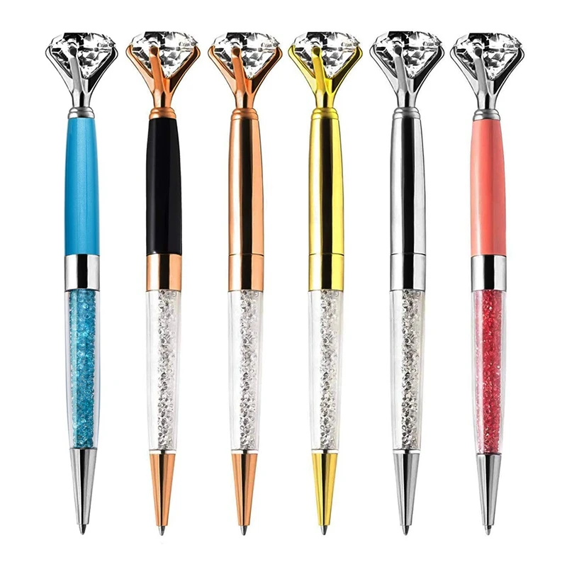 

Diamond Pens,Bling Metal Pens Ballpoint Pen School and Office Supplies with Large Diamond and Black Ink(6 Models)