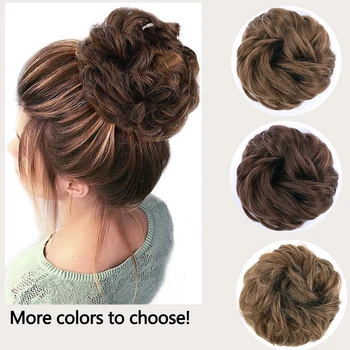 

Messy hair bun For Women Scrunchie Chignon Donut Synthetic hairpieces Gary Brown Color Elastic Hair Rope Hair Extensions