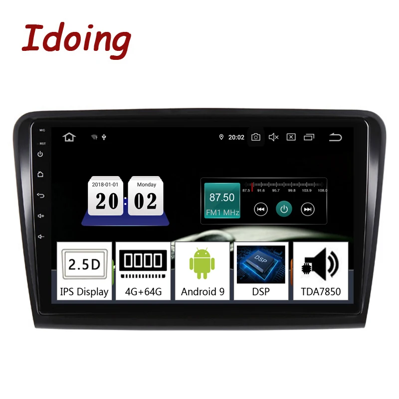 

Idoing 10.2"2.5D Car Android9.0 Multimedia Player For Skoda Superb 2008-2014 4G+64G GPS Navigation Accessories Sedan No dvd 2din