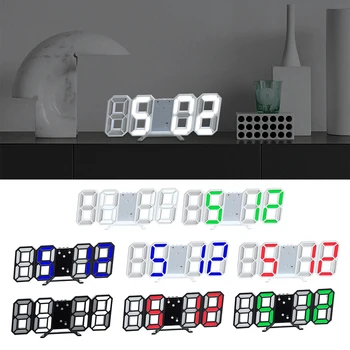 

3D LED Digital Wall Clock Date Time Celsius Nightlight Display Table Desktop Clocks Alarm Clock Living Room smart alarm clock 3D