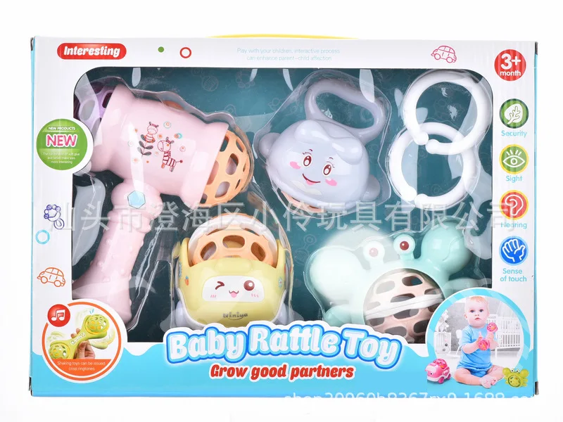 

Baby Grasping Ball Teether Rattle Educational Fitness Soft Silcone Rattle 4 Pieces in a Set Baby Hand Rattle Toys for Children A