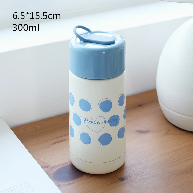 Blue VILEAD 300 мл 304 из нержавеющей стали, волнообразный точечный вакуумный чашка с ручкой термос переносной модные портативные чашки для мужчин и женщин студентов - Цвет: Blue