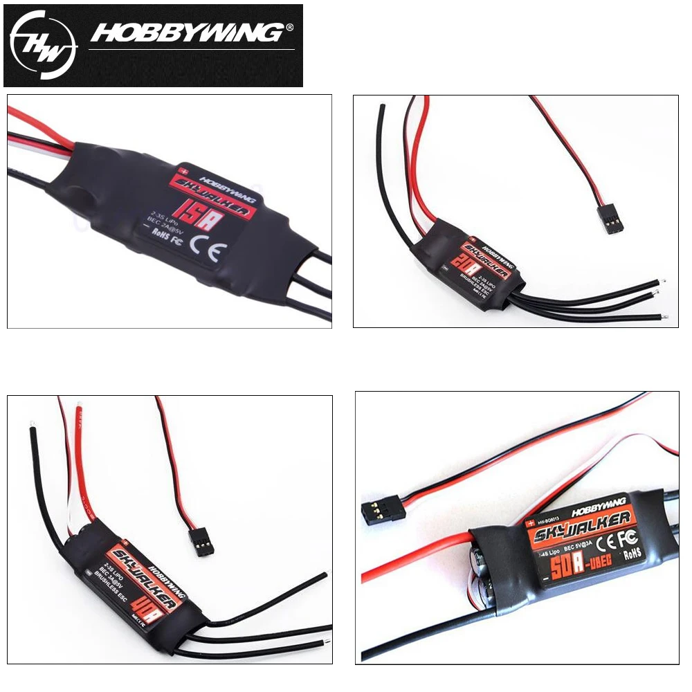 

1pcs Hobbywing Skywalker 15A/20A/30A/40A/50A/60A/80A Speed Controler With UBEC For RC FPV Quadcopter RC Airplanes Helicopter
