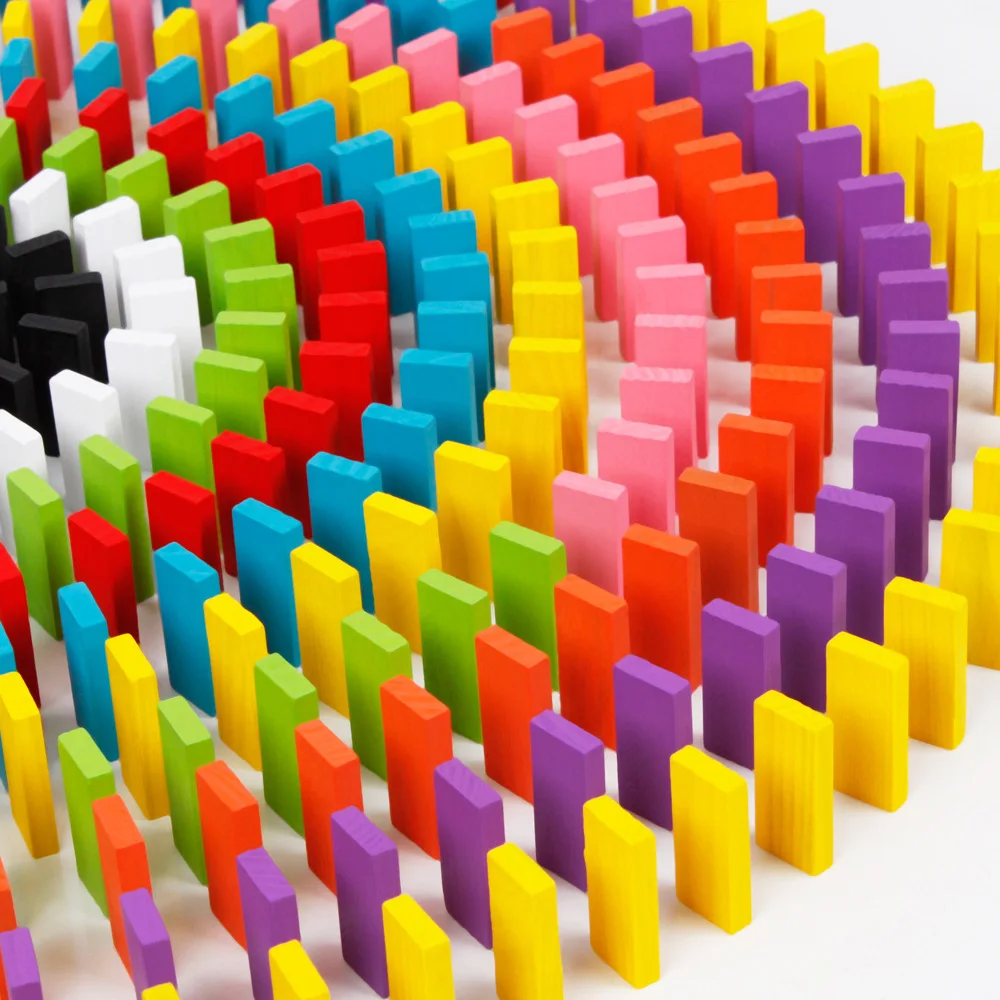 

1000 Pieces Organ Competition Standard Domino Building Block Set Children Early Teaching Colorful Wooden Puzzle Toys