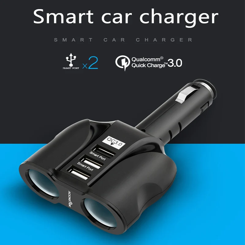 Мульти-в-одном QC3.0 автомобильное зарядное устройство 3 порта USB зарядное устройство для быстрой зарядки светодиодный адаптер Зажигалка Розетка для Samsung huawei xiaomi iphone
