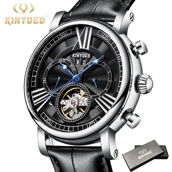 

KINYUED Tourbillon Watches Mens Top Brand Luxury Skeleton Watch Men Automatic Mechanical Wristwatch Gents Casual Relojes Hombre