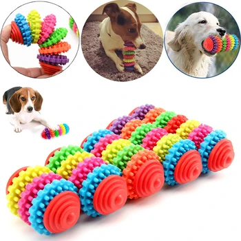 

Colorful Pet Chew Toys Dog Durable Rubber Gear Gums Teething Toy Bite-Resistant Puppy Cat Tooth Cleaning Toy Pet Dental Supplies