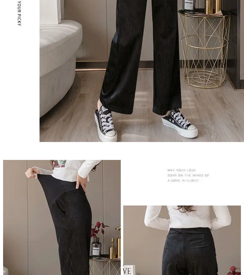 Pregnancy Abdominal Corduroy Pants Boyfriend Trousers Maternity Pants For Pregnant Women Clothes High Waist Trousers Loose Pants